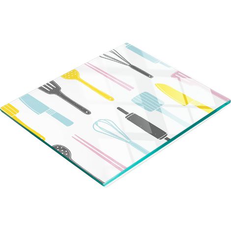 Tagliere e vassoio da portata in vetro decorativo, 60x52 cm. (1/5)
