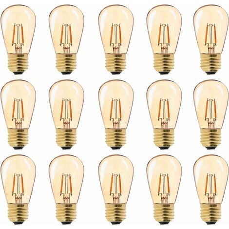 BUNTHAUS LED E27 Vintage Ampoule, ST45 Faciles à 1W=10W Ampoules à Incandescence, Super Blanc Chaud 2200 K E27 Medium Base Ampoule Lampe de Chevet, Doré en Verre, Non Dimable, Lot de 15 [Classe énergé (1/5)