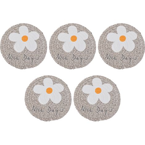Placemat Ronde - Lot de 5 - Lavable - Protection Table - Pour Salle à Manger Jardin Cuisine Extérieur (1/5)