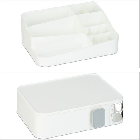 Organizer per trucco impilabile a 18 scomparti per bagno o toeletta in plastica trasparente 130014654