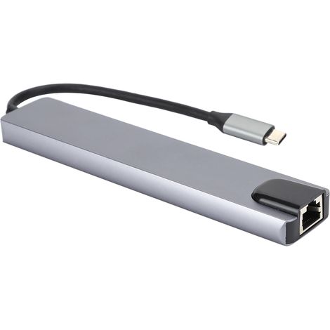 Hub USB-C 8 en 1 vers HDMI RJ45 PD, station d'accueil USB-C, adaptateur répartiteur et convertisseur (1/5)