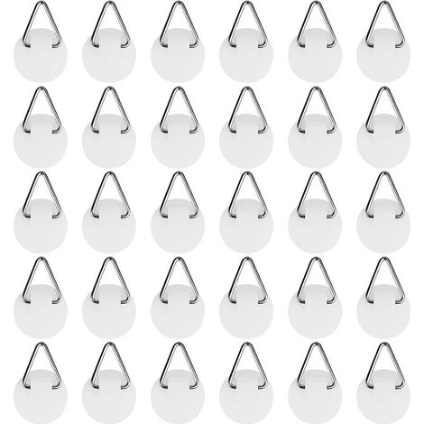 Packung mit 30 selbstklebenden Bilderhaken, Wandbefestigungshaken für Bilderrahmen, stabile Haken mit einer maximalen Traglast von 6 kg, einfache werkzeuglose Montage (kleiner Kreis) (1/5)
