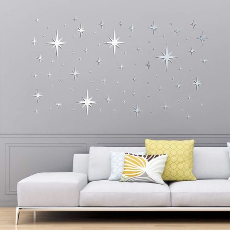 Sticker Miroir Acrylique - 82 Pièces Auto-Adhésifs Décoratifs pour Murs - Pour Salle De Séjour Chambre Cuisine Bureau - Tailles Variées (1/5)