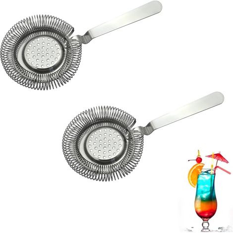 2Pcs Filtre Cocktail en Acier Inoxydable,Crépine à Cocktail en Acier Inoxydable,Cocktail Professionnelle Filtre Bar,Filtre à Glace Passoire à Cocktails Pour Le Barman Commercial Ou Un Usage Domestique (1/5)