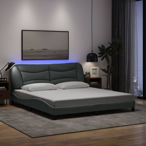 Estructura de cama con LED sin colchón Hvar gris claro 180x200 cm vidaXL (1/5)