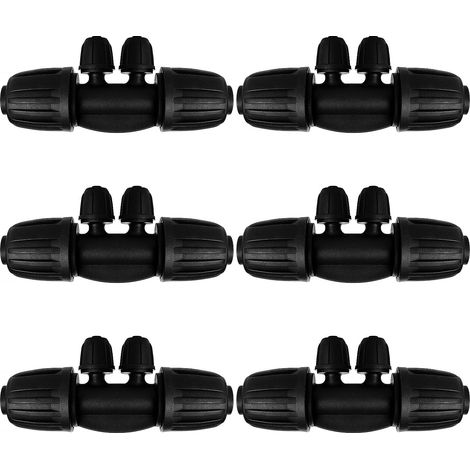 6 Pieces 4-Way Irrigation Hose Connector for 13/16mm to 4/7mm Tube Barbed Tee Pipe Connector 4-Way Drip Irrigation Connector for Garden Lawn