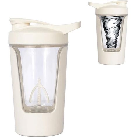 Botella batidos proteínas/taza Batidora proteínas recargable vaso batidor portátil, vaso mezclador automático batidos proteínas 425 ml, blanco (1/5)