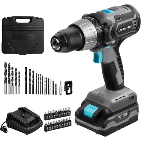 Perceuse de Batterie Batterie 20 V 2000 mAh Vitesse sans Charge de 1800 TR/Min Torque maximale de 50 Nm, 25+1+1 Positions de Tour, 2 Vitesses Multicolore (1/5)