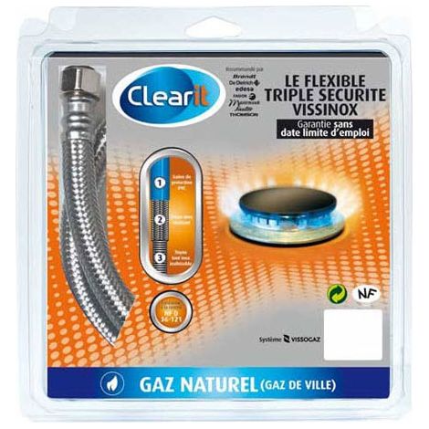 TUYAU DE GAZ NATUREL INOX 1.50M NFD pour INSTALLATION -...