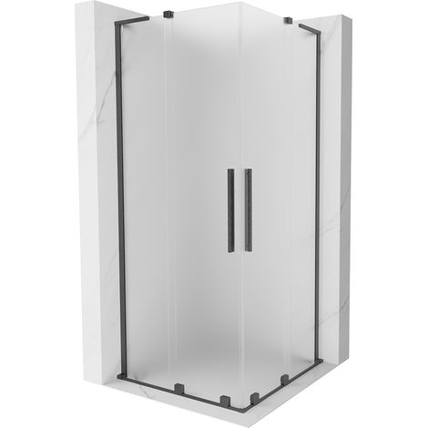 Mexen Velar L Duo Duschkabine, Schiebetür, 80 x 80 cm, Milchglas, gebürstetes Gun Gray - 871-080-080-02-33-66 (1/5)