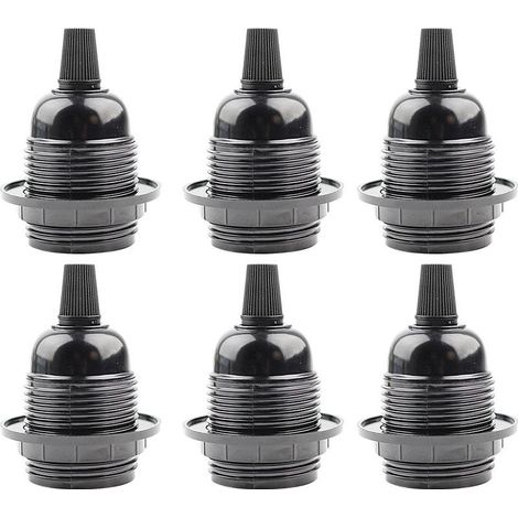 6pcs Douille E27 Noir,Douille E27 a Visser en Plastique,Abat-jour Bague Connecteur Adaptateur Base,Support de Lampe de Rechange,pour Lampe de Table,Lampadaire ou Plafonnier (1/5)