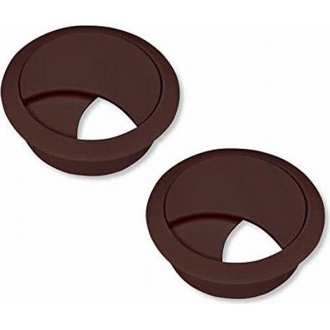cyclingcolors 2x Passacavi Scrivania Plastica 68mm Uscita Guida Cavo Tavolo Mobili Tondo, Marrone scuro (1/4)