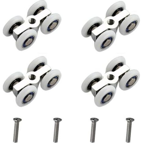 Rulli per porte scorrevoli - Set di 4 rulli - Rulli silenziosi a quattro ruote - Robusta e durevole lega di zinco (1/4)