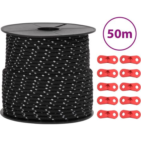 Zeltleine Reflektierend mit Seilspannern 50 m 4 mm