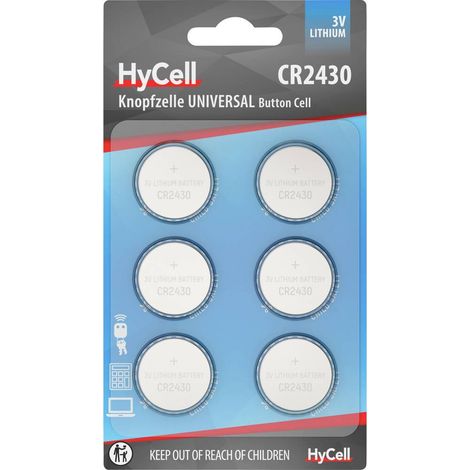 HyCell Batteria a bottone CR 2430 3 V 6 pz. Litio 6er Blister Lithium Knopfzellen CR2430
