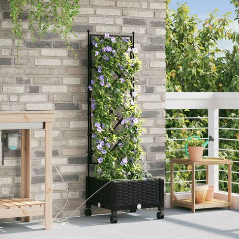 vidaXL Garten Blumenkübel mit Bewässerung und Rädern Schwarz PP (1/5)