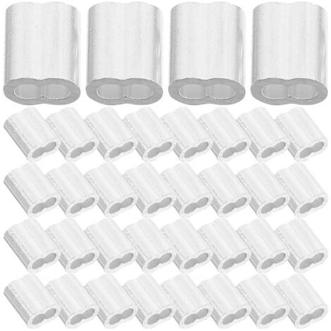 BUNTHAUS 200 Manchons à Sertir Doubles en Aluminium pour Câble Acier 2 MM Clips Clips Câbles Argentés Lot Industriel 200 Pièces pour Fixation Usage