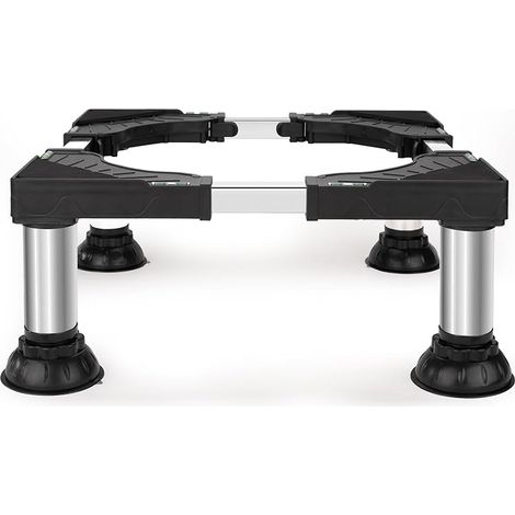 Support Machine à Laver avec 4 Pieds en acier inoxydable, lourd Socle Lave Linge Charge 300KG, Réglable Largeur 40-60cm et Hauteur 17.7-21.3cm, Réfrigérateur et Sèche-Linge Bases, Noir (1/5)