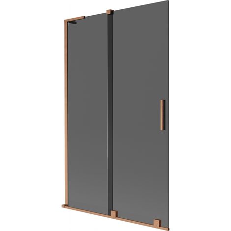 Mexen Velar L Badewannenwand 2-flügelig, verschiebbar 110 x 150 cm, Graphit, gebürstetes Kupfer - 896-110-003-41-65 (1/2)