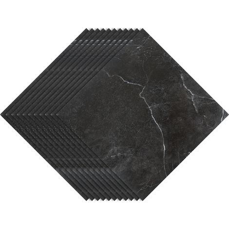 Randaco Vinilo PVC adhesivo para suelos 11 Piezas 30cm x 30cm,ca. 1 m² ,Mármol negro impermeable autoadhesivo PVC papel pintado