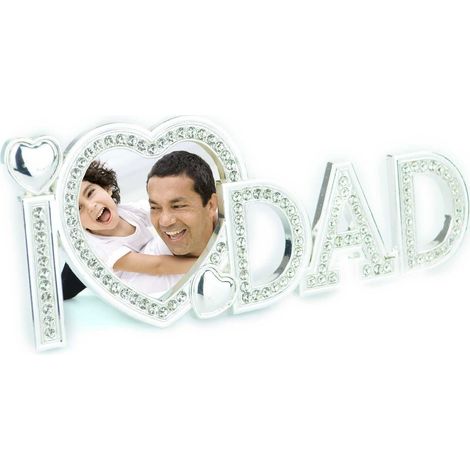 35cm Love Dad Photo Frame Silver Metal Decorative Standing Frame for 3 x 3 Inch Photo Display (1/4)