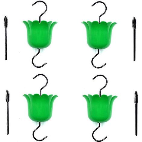 Set mit 4 großen, hängenden Kolibri-Futterhäuschen mit Haken und Reinigungsbürste (grün) (1/5)