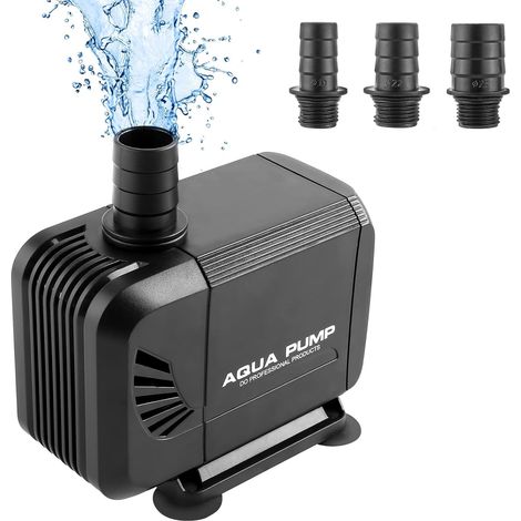 Liferun – Pompe eau submersible 40W 3000L/H – Silencieuse avec 3 buses 19/22/25mm – Hauteur de refoulement 2,8m – Pour aquarium et étang (1/5)