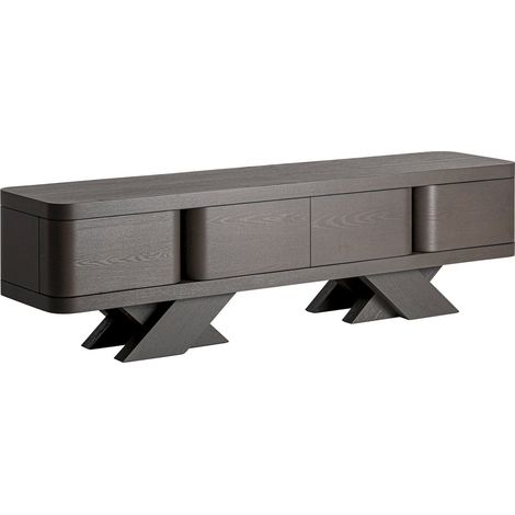 Meuble tv en chêne noir art déco - noir (1/5)