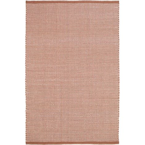 Tapis de salon en laine contemporain tissé main marron liège et nude Taille S - PANGIVO (1/5)