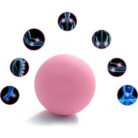 Balle de massage pour le yoga et les fascias, en caoutchouc, ronde, rose, pour masser les pieds et détendre les muscles. Convient à tous les âges. (1/5)