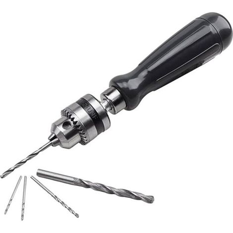 Hand Drill with Self-Tightening Chuck - Rotary Tool - For Wood - 1 5/2 0/3 0/4 0/5 0 mm - Hand Drill Bit Set (1/5)