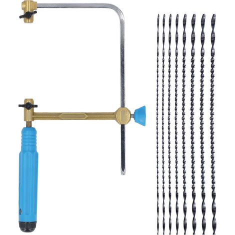 [JAMAIS UTILISÉ]Scie à archet de 100 mm avec 8 lames, kit de cadre de scie à métaux portable pour la découpe de bois dur, plastique et métal fin (1/5)