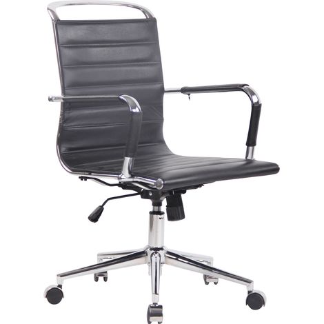 Chaise de bureau Barton en similicuir ou cuir véritable Noir Véritable cuir (1/5)