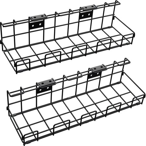 Gestione dei cavi sotto la scrivania con sistema di montaggio individuale 4-in-1 scrivania/parete – portacavi/vassoio per cavi (2× set dimensione L, montaggio sicuro con viti) KD Essentials (1/5)
