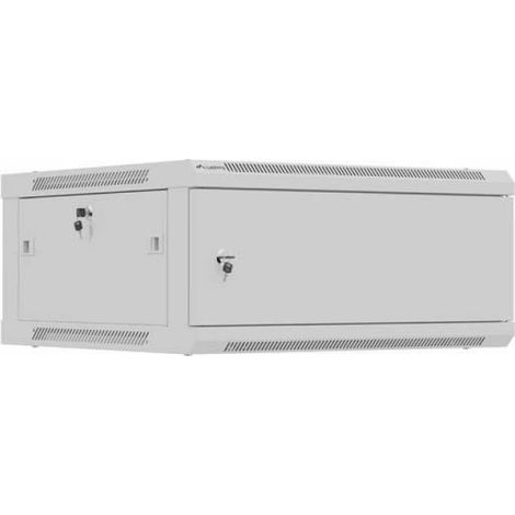 GABINETE RACK DE PARED DE 19" 4U 600X600 GRIS CON PUERTA METÁLICA LANBERG (EMPAQUETADO PLANO)