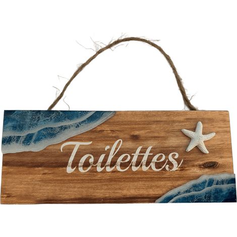 Plaque de porte toilettes style bord de mer