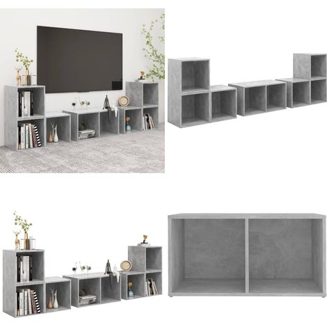 Ensemble de meubles TV 6 pcs Gris béton Bois d'ingénierie - Meuble Tv Gris - Ensemble Meuble Tv - Meuble Tv Moderne - Meuble Tv Industriel - Rangement Tv - Home & Living