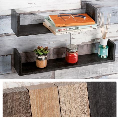 Set 2 mensole da muro parete in mdf knoll 4 colori 40 + 51 cm 4 Colori (1/2)