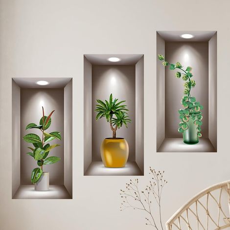 Faux fenêtres planté mur 3 pièces de décoration adhésif (1/5)