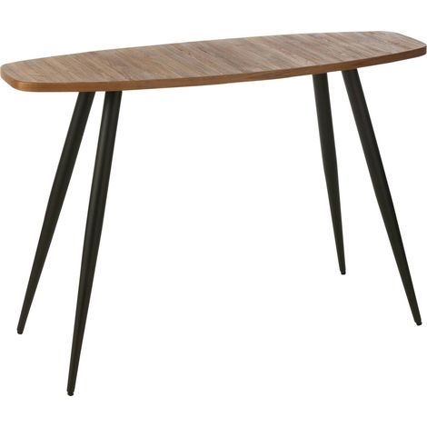 Console ovale teck recyclé naturel et pieds métal élégant - Teck naturel et pieds métal noir (1/5)