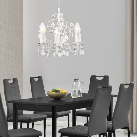 Lampada da Soffitto con Cristalli Artificiali Lampadario a Bracci 3 Fonti Luce E14 40W Plafoniera Decorativa - Bianco - lux.pro