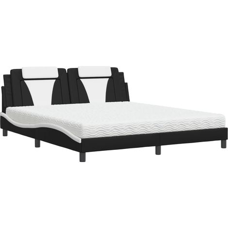 Maison Exclusive - Bett "Viana" mit Matratze Schwarz und Weiß 180 (1/5)