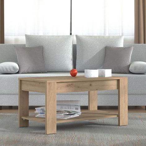 Mesita de Salón Signa, un Compartimento, Forma Rectangular, Tono Roble Nudoso, 90x49,5x45,5h cm Marrón Roble Nudoso (1/5)