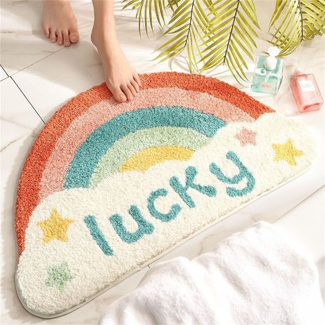 Tapis De Salle De Bain Demi-Circulaire - Absorbant - Antidérapant - Pour Porte Ou Toilette - 1 Pièce (1/4)
