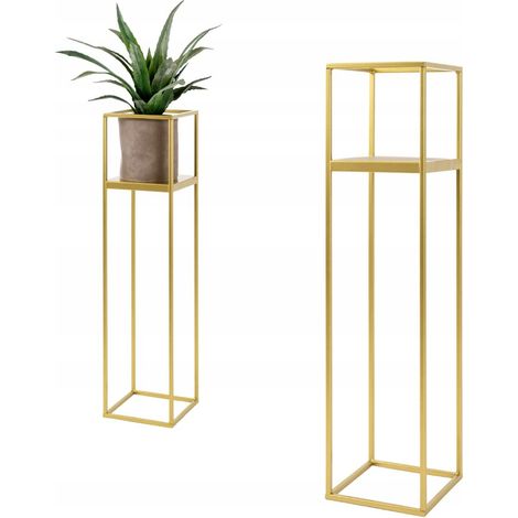 Soporte de pie para flores de metal color oro, diseño moderno, Lille L 19x19x77 (1/5)