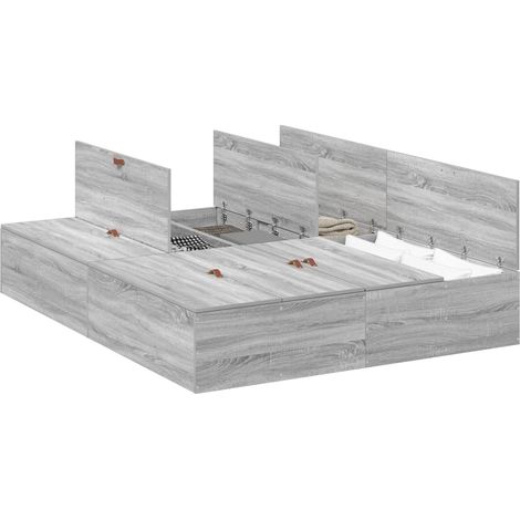 Maison Exclusive - Aufbewahrungsbettgestell Graues Sonoma 150 x 2