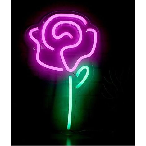 Tigrezy Eufrozy Rosa Neon-Wandleuchte, Lichtschild mit 6-stufiger Dimmung und Speicherfunktion, USB-betriebene LED-Neonlampe für Wanddekoration, Schlafzimmer, Party, Bar, Spielzimmer, Hochzeit