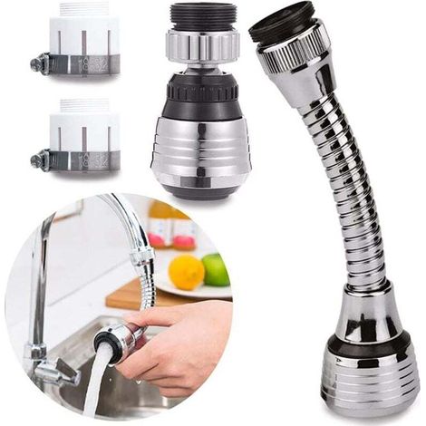 Robinet de cuisine pivotant Ulisem 2 pièces, pommeau de douche réglable à 360 degrés, pommeau de douche réglable à 2 modes, pulvérisateur filtrant, aérateur de cuisine, rallonge de robinet de cuisine