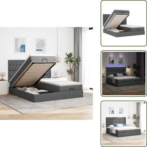 Coprimaterasso lavabile - vidaXL Struttura Letto Pouf con Materassi 180x200 cm in Tessuto - Luci a LED