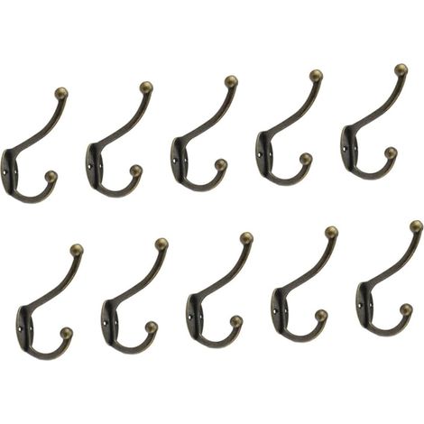 Lot de 10 Crochets Muraux Inoxydables Seule Dent, Style Rétro Européen, pour Manteaux et Serviettes, Fixation Murale Chambre Salle de Bain la Cuisine, Solide et Antidérapant (1/5)